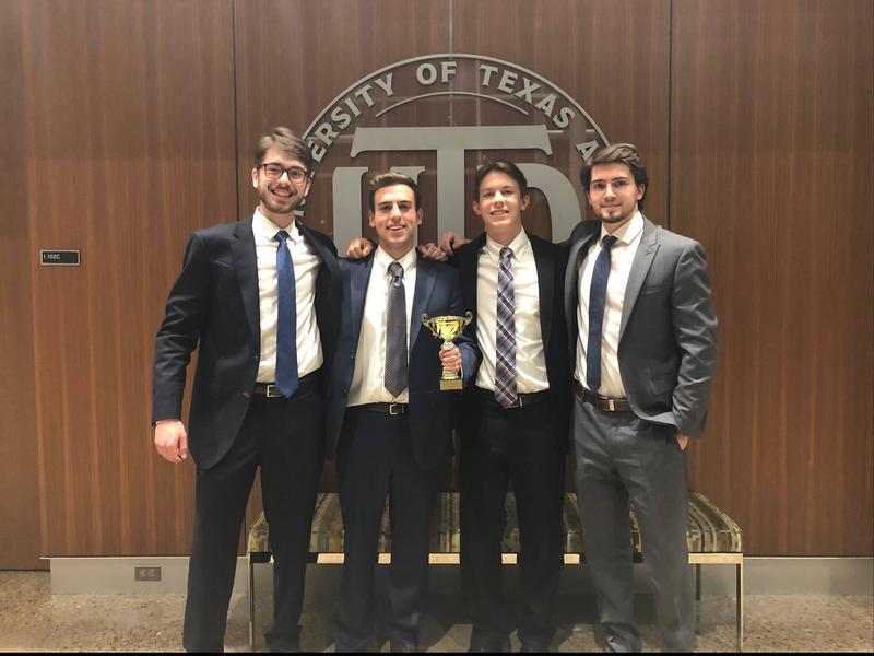 MIS Juniors Drew Thomas, Alex Coury, Matt Cutler and Jesse Kaffenberger with their trophy.