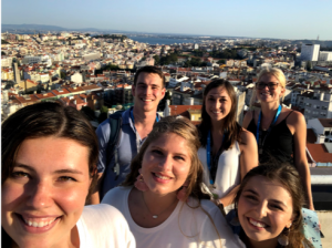 A selfie taken with past participants abroad