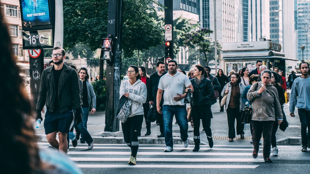 people walking down the street