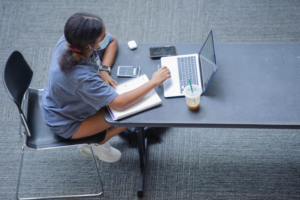 student studying