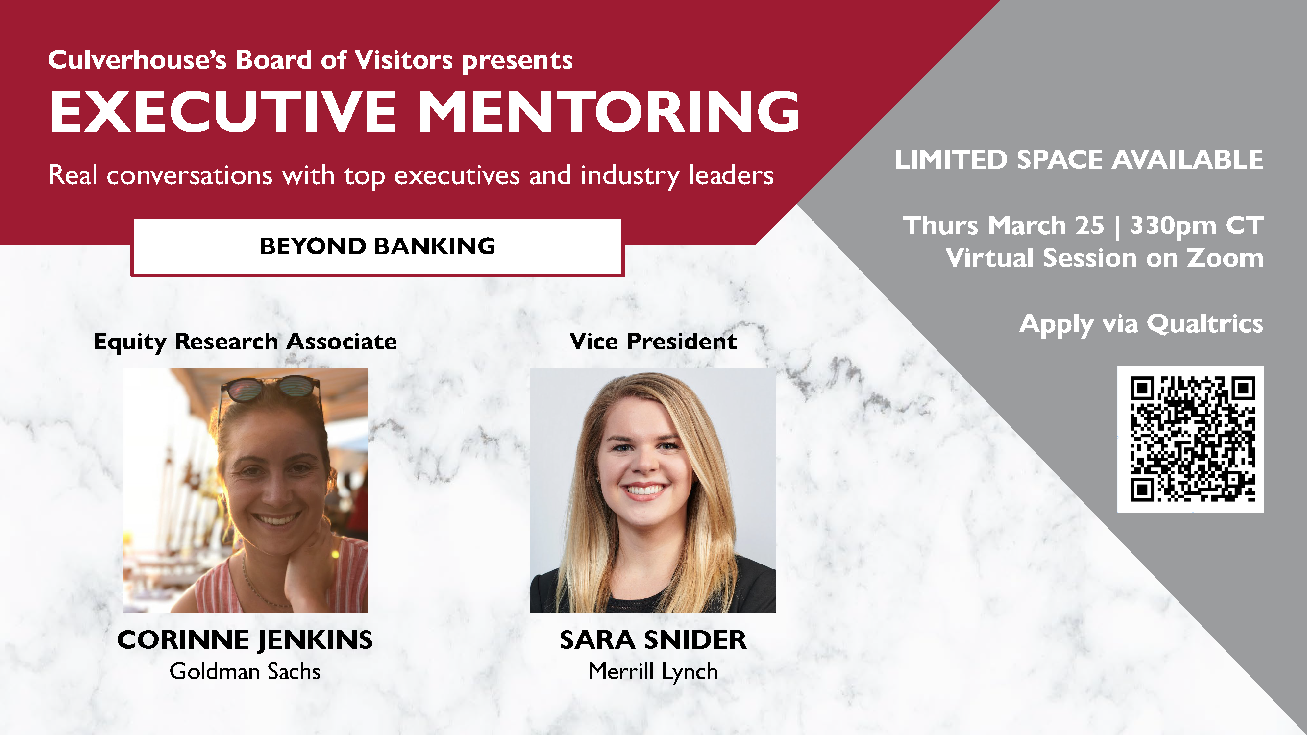 Executive Mentoring from the Culverhouse Board of Visitors members Corinne Jenkins and Sarah Snider