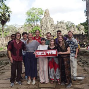 Wright and students at Angkor Wat