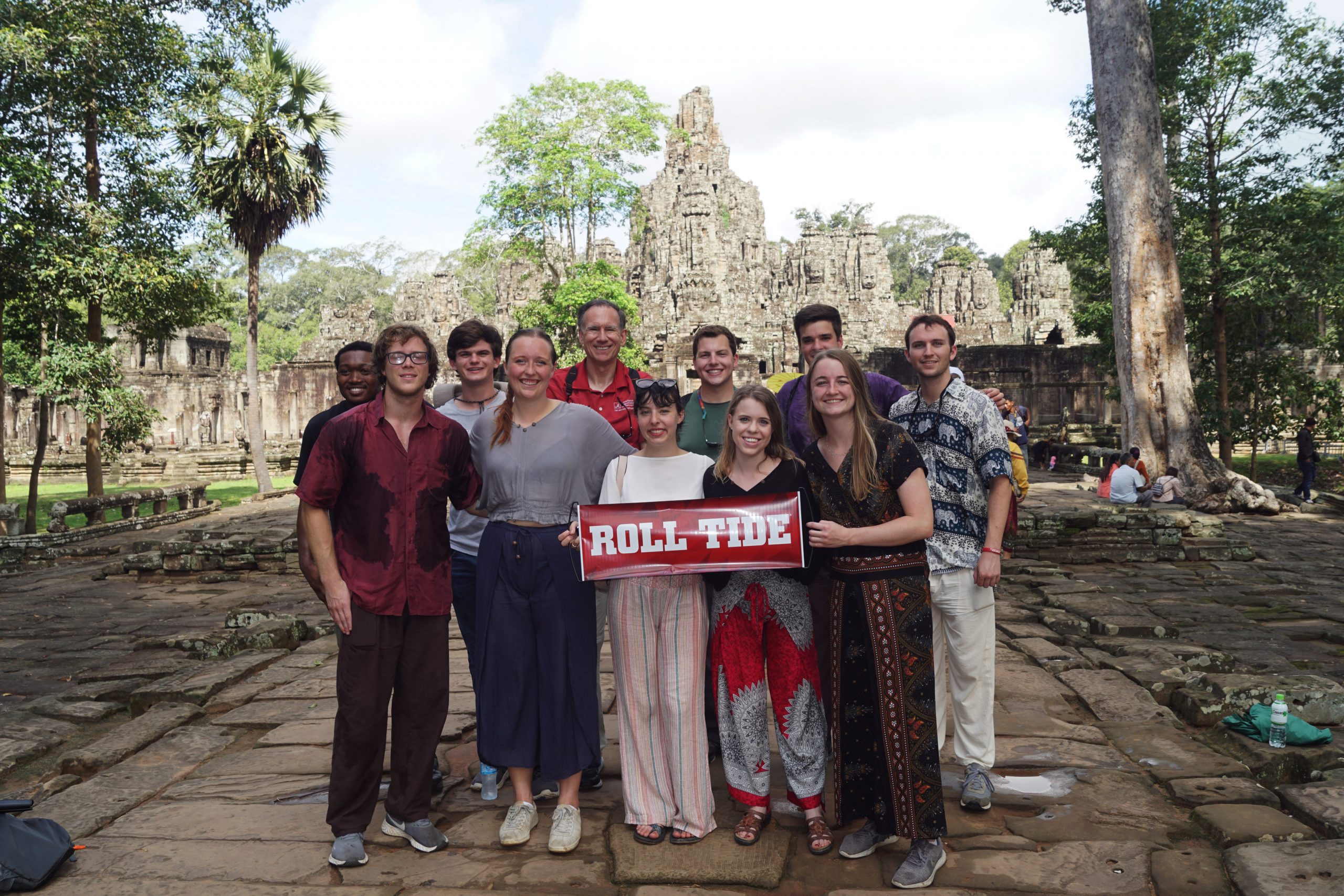 Wright and students at Angkor Wat