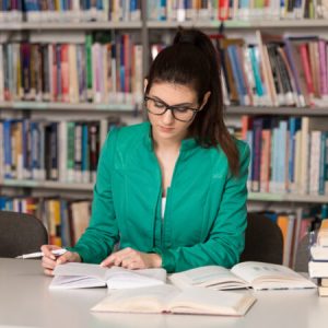 Student studying in the library
