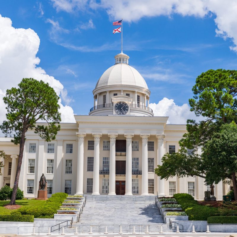Montgomery, AL / USA - August 27, 2020: Alabama State Capitol building in Montgomery Alabama
