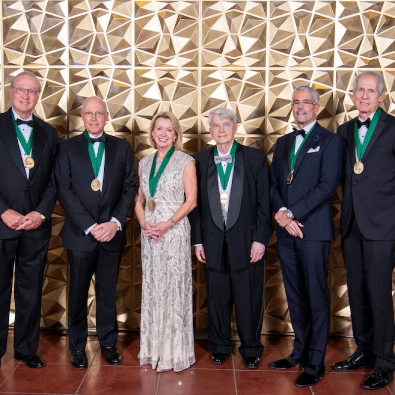 From left: the inductees are Mr. William (Bill) J. Stevens of Vestavia, Ala.; Mr. Benny M. LaRussa Jr. of Birmingham, Ala.; Mrs. Susan N. Story of Gulf Breeze, Fla.; Mr. Fournier J. “Boots” Gale III of Birmingham, Ala.; Mr. Terry C. Anderson of Florence, Ala.; and Mr. Tim M. Parker Jr. of Tuscaloosa, Ala.