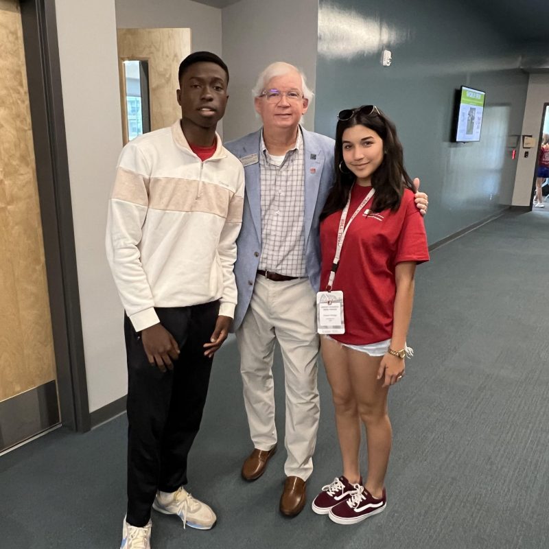 ACRE's Executive Director Grayson Glaze poses for a photo with two students from the Diversity in Business Bridge Program. From left are Joseph Quansah, Grayson Glaze and Daniela Hidalgo. Photo by James Benedetto